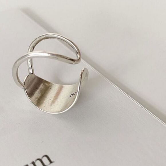 NEW 925 Sterling Silver Open Adjustable Ring Choice Weaved Knot or Wide Ring - Picture 8 of 16